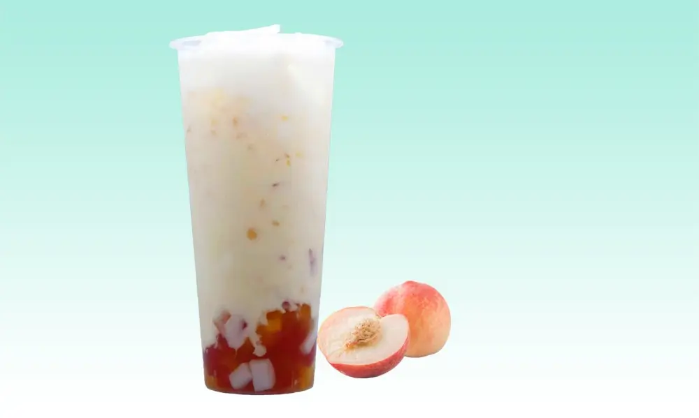 Peach Kiss Fruit Tea at Mu Cha，a Bubble Tea Shop in Fredericksburg