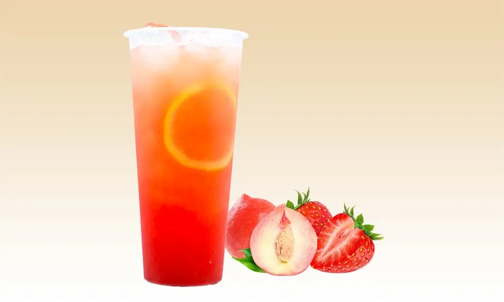 Strawberry Peach Fruit Tea at Mu Cha，a Bubble Tea Shop in Fredericksburg
